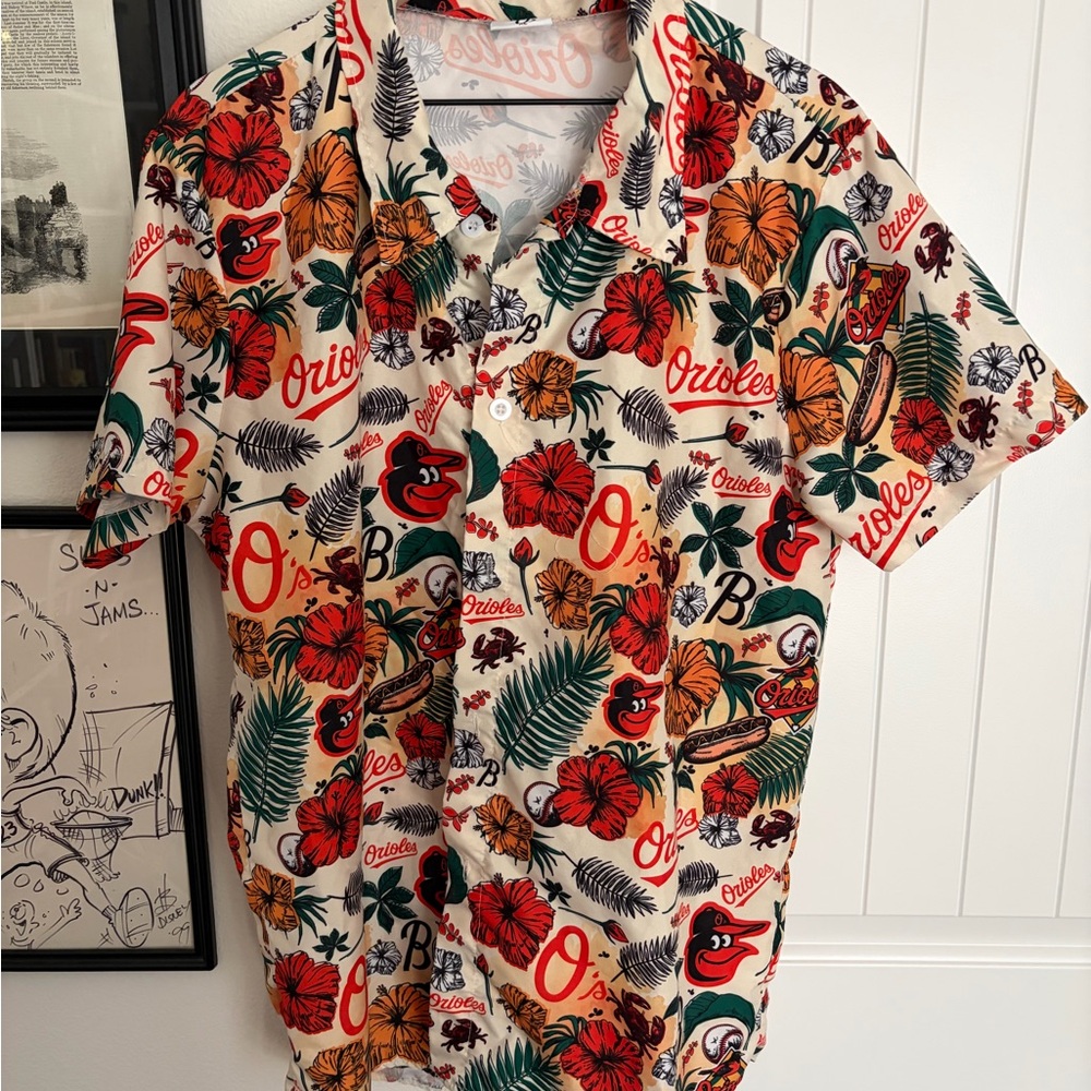Vibrant Orioles BIRDLAND Men's Casual Button Down Shirt